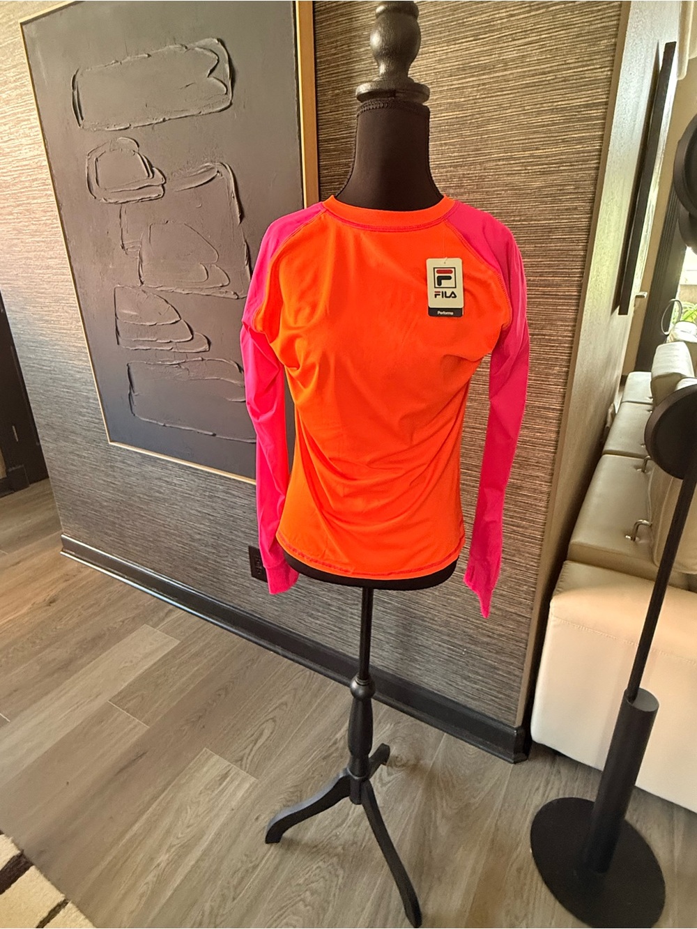 FILA Bright Orange and Hot Pink Performance Top